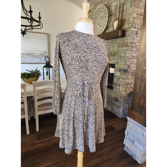 NWT Banana Republic XS Petite Animal Print Long Sleeve Tie Waist Dress - Picture 1 of 10